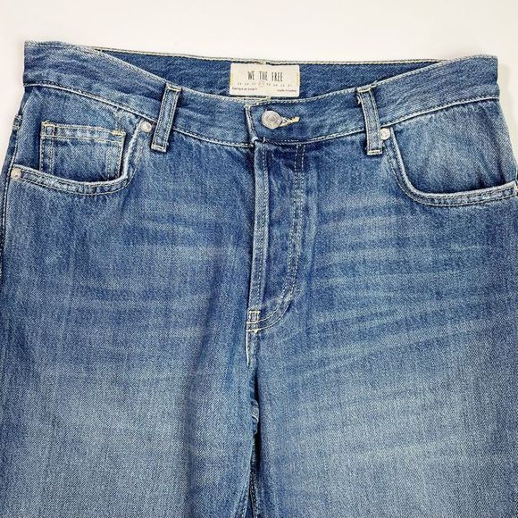 We The Free People Maggie Mid-Rise Straight Leg Crop Jean Sequoia Blue 27 - Picture 3 of 9